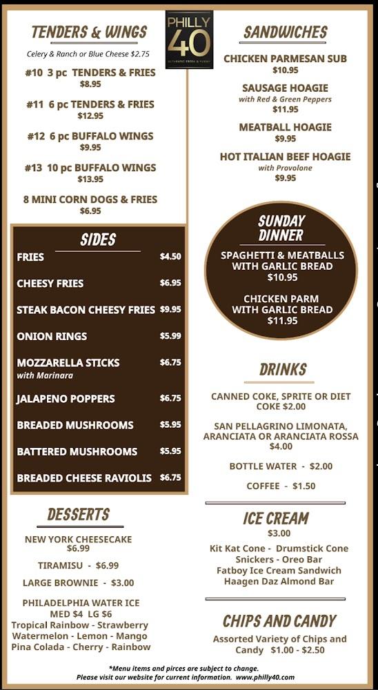 Philly 40 Menu image 2